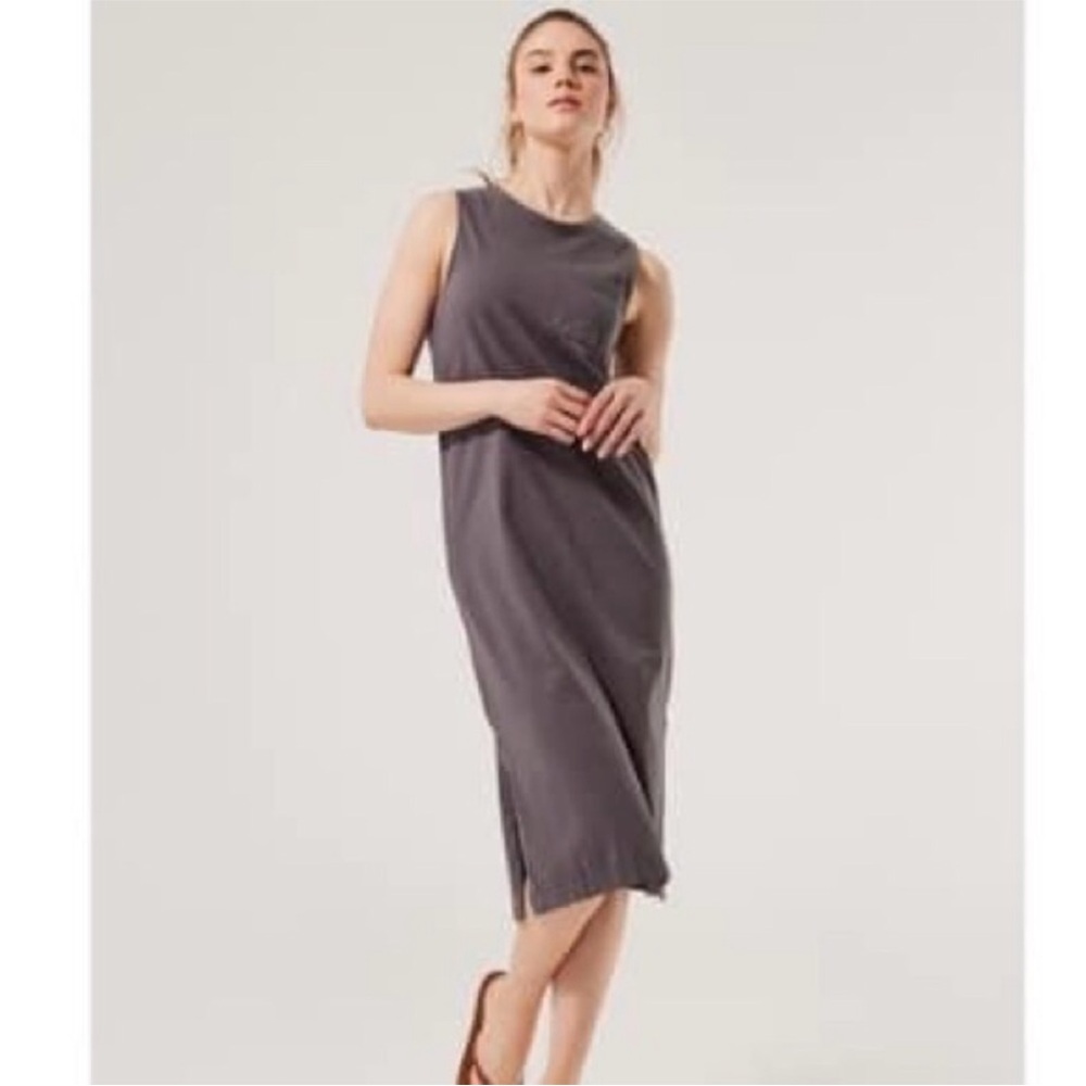 Pact Gray Sheath Midi Dress with Slit